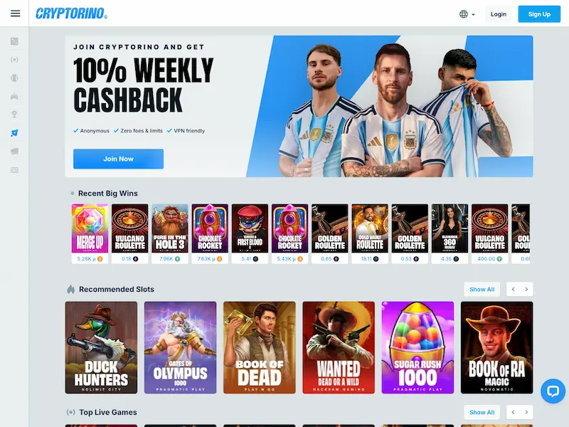 cryptorino casino homepage